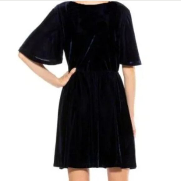 Alexia Admor Oakless Navy Velvet Flutter Flare Sleeve Dress XL $245 🆕⌚📦🏃💨🚚 - Picture 2 of 16
